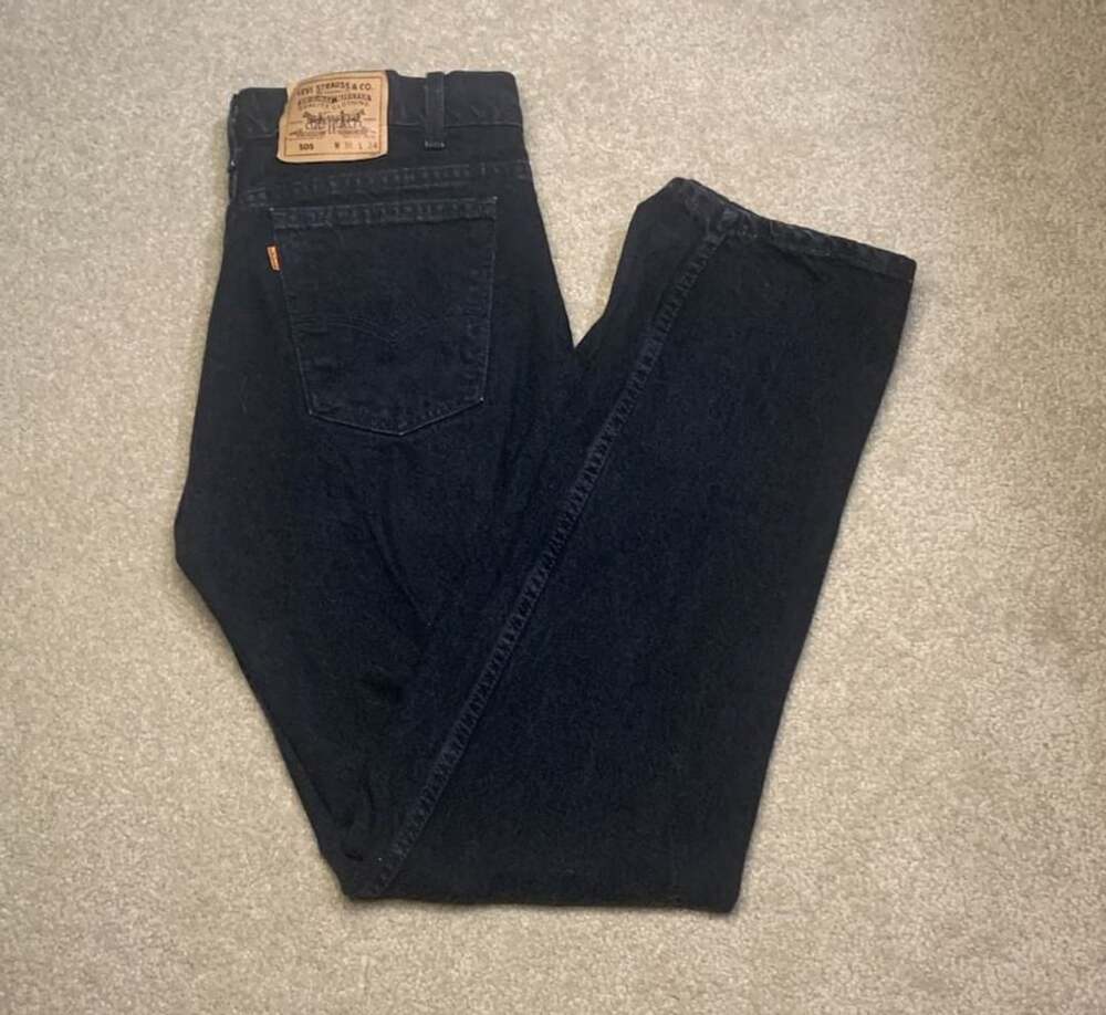 Levi's 505 Jeans Size 36x34 Black Denim Regular Straight Leg Made in USA